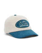 Cap with blue and white color scheme on a white background