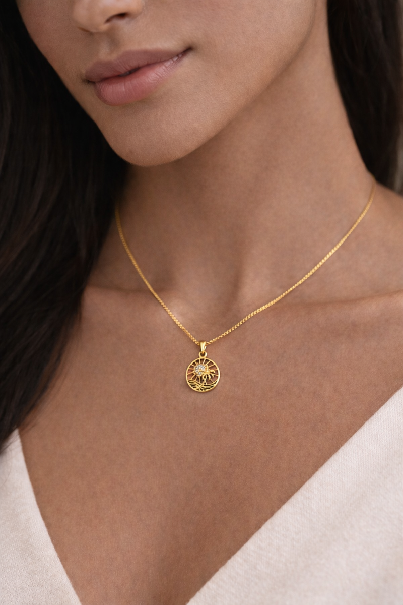 Palm Tree Sunset Necklace