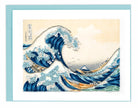 Artistic depiction of a wave with a boat, inspired by traditional Japanese art style.