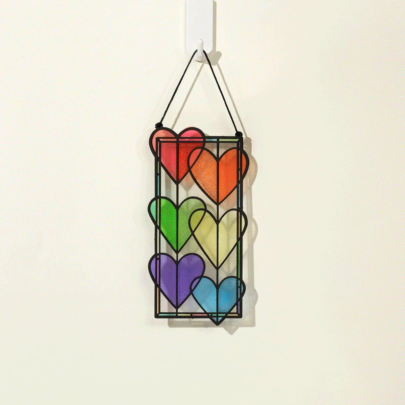 Rainbow Hearts Suncatcher Card