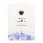 Amethyst Greeting Card with a natural amethyst heart and the message “You are so special to me.”