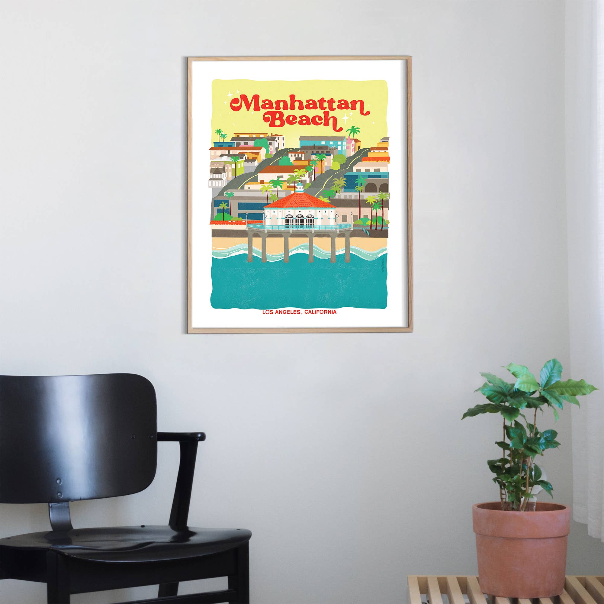 Manhattan Beach Print showcasing the urban charm and energy of this iconic cityscape.