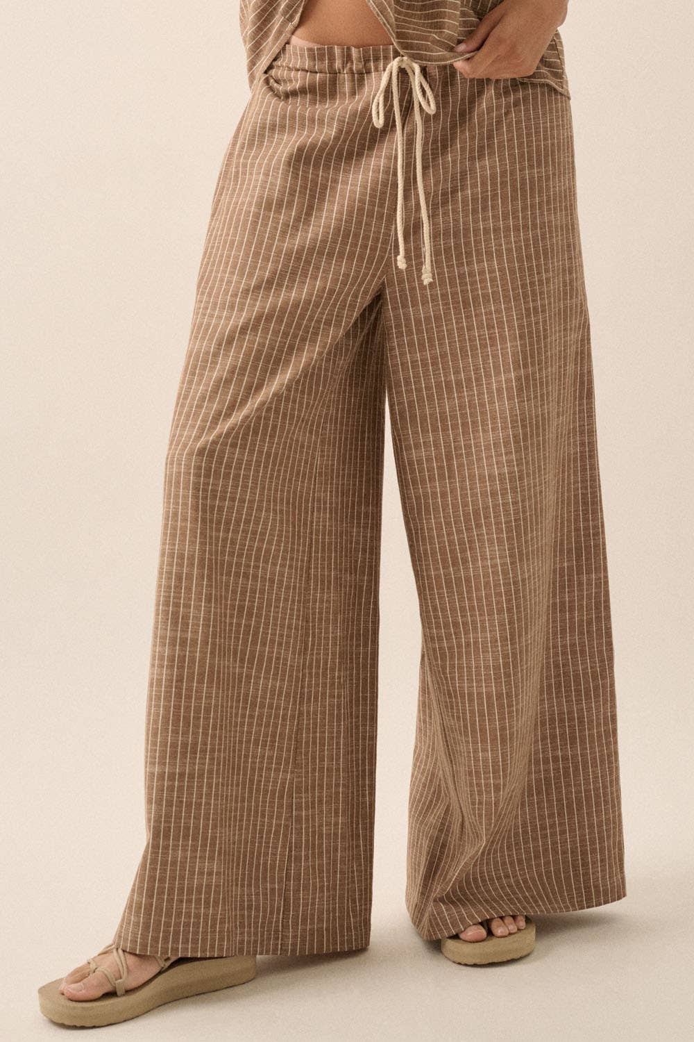Woven Wide-Leg Drawstring Pants