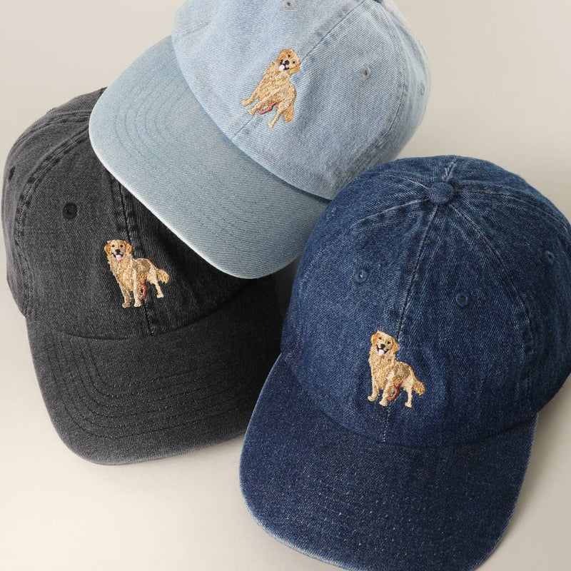 Golden Retriever Embroidered Denim Baseball Cap