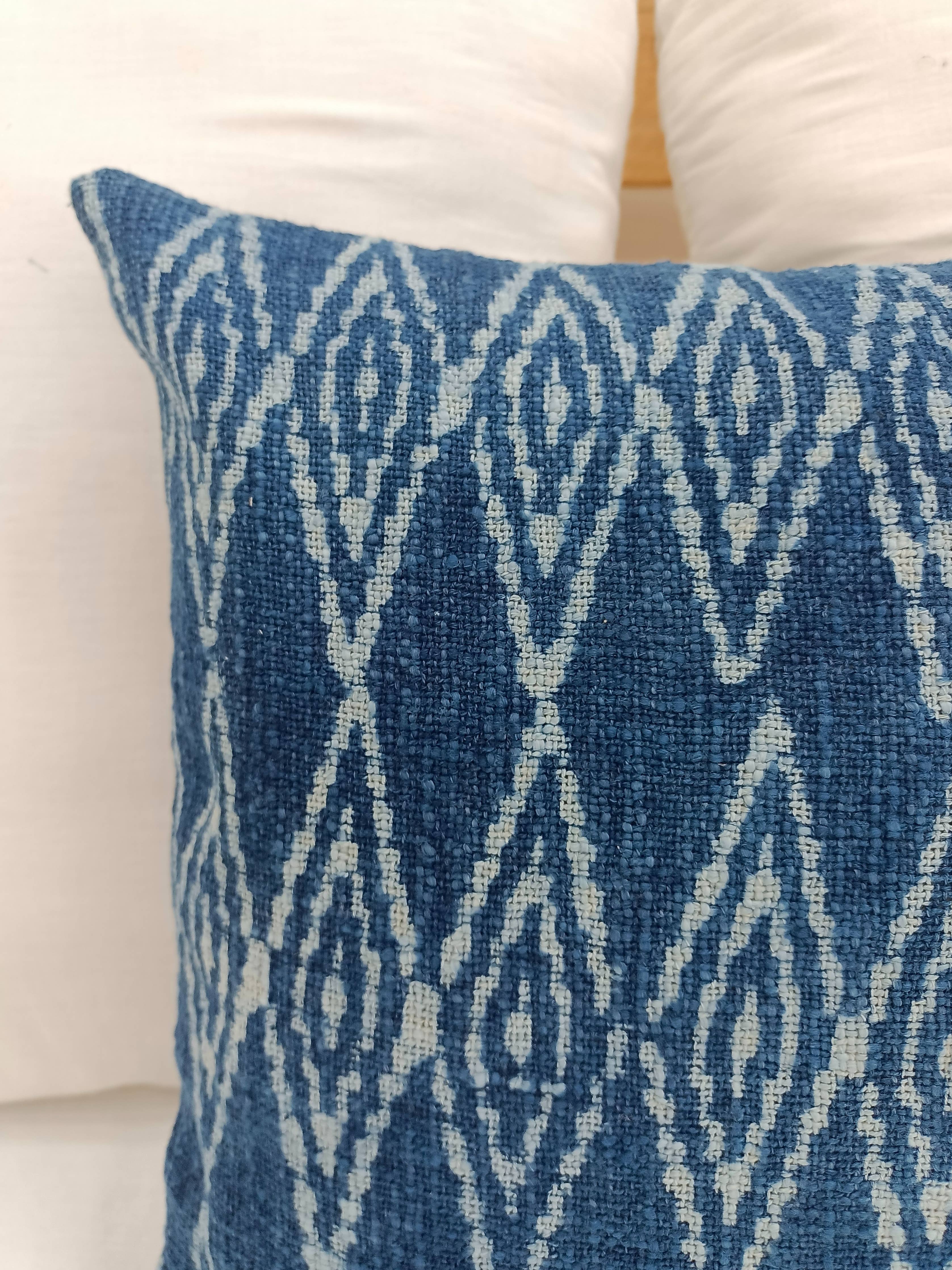 Indigo Blue Throw Pillow Cover: High-quality fabric pillow cover in rich indigo hue, epitome of sophistication.