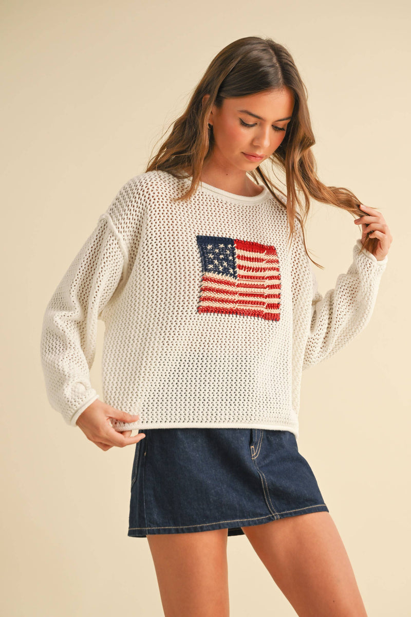 American Flag Knitted Sweater