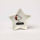 Star-shaped ceramic trinket dish with a DJ wearing headphones and using a turntable, packaged in a blue and orange gift box.