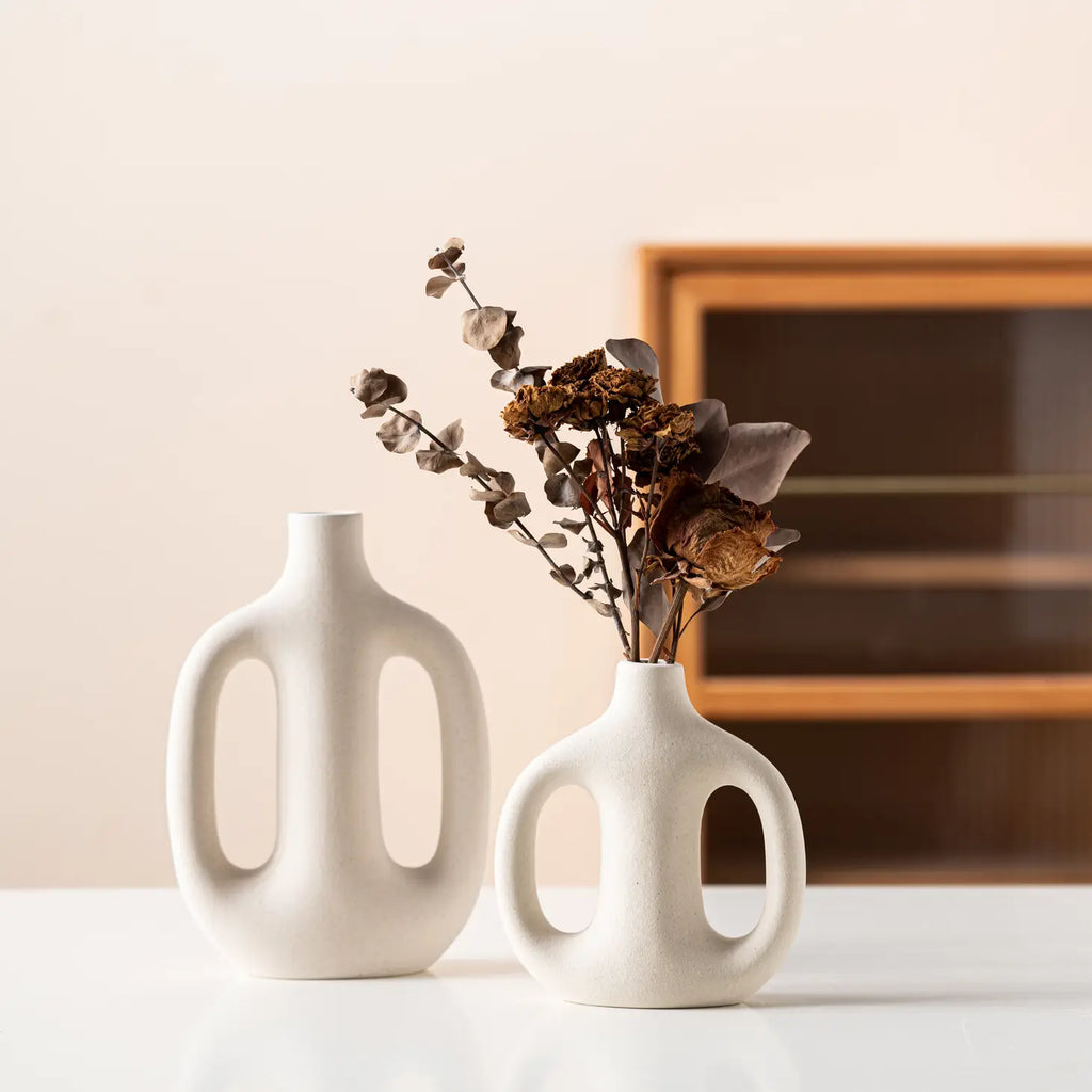 Nordic Oasis Ceramic Vases - Beautifully crafted set with Nordic-inspired designs for a tranquil and elegant decor.