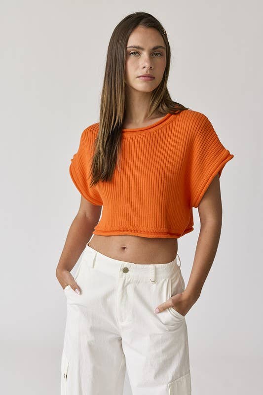 Ella Cropped Rib Knit Top
