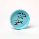 Blue Snoopy pin dish with a skateboarding Snoopy illustration.