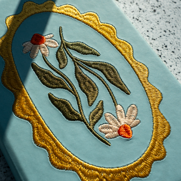 Daisy Frame embroidered hardbound notebook by Denik, alternate view