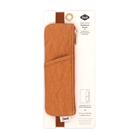 Brown vegan leather notebook pouch with a minimalist design.