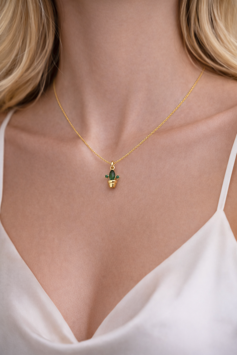 Emerald Cactus Necklace