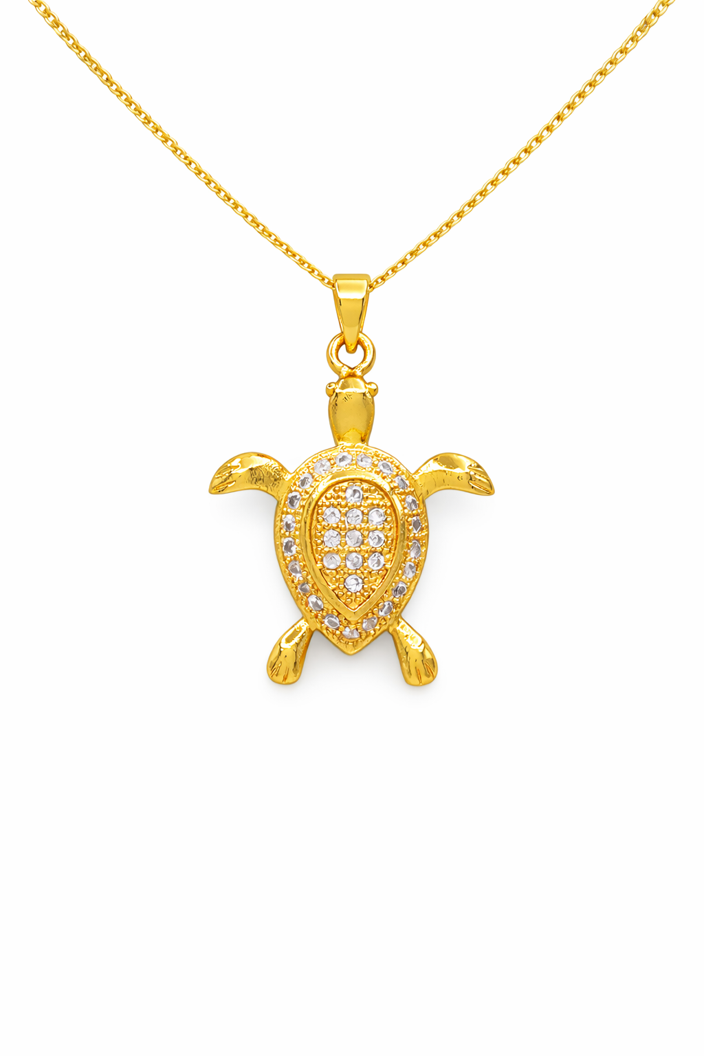 Sparkling Gold Sea Turtle Necklace