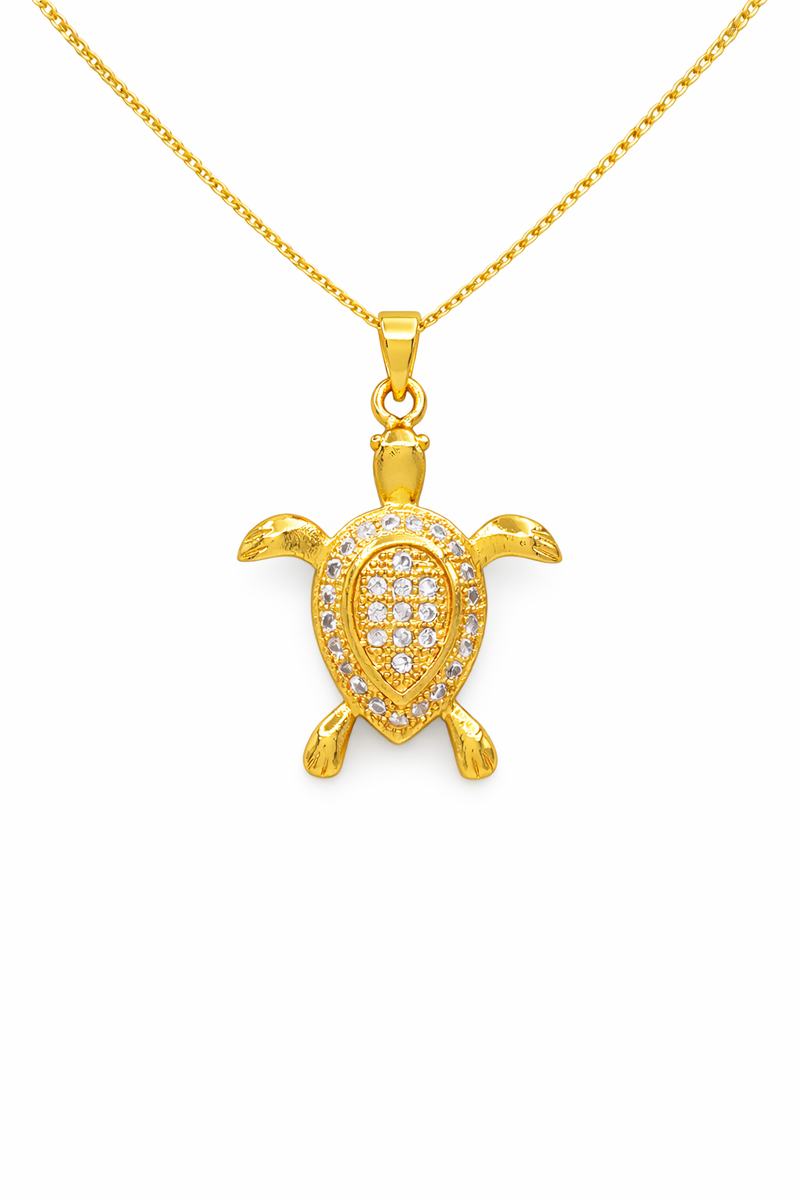 Sparkling Gold Sea Turtle Necklace