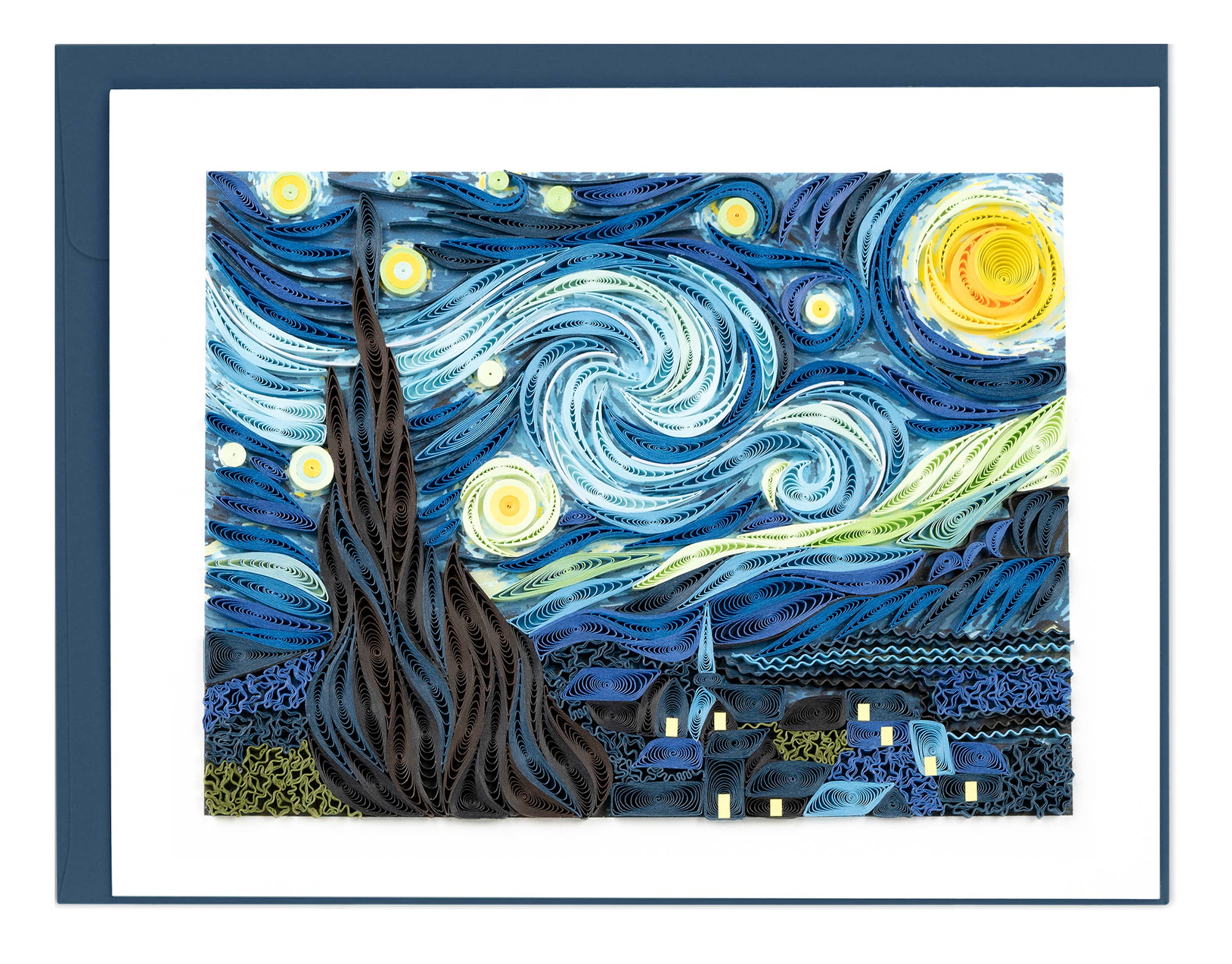Framed artwork of 'Starry Night' with a blue border