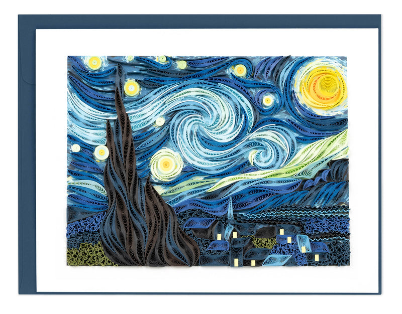 Framed artwork of 'Starry Night' with a blue border