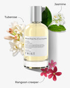Bottle of Bloom Petal Eau De Parfum, featuring a blend of roses, jasmine, and tuberose.