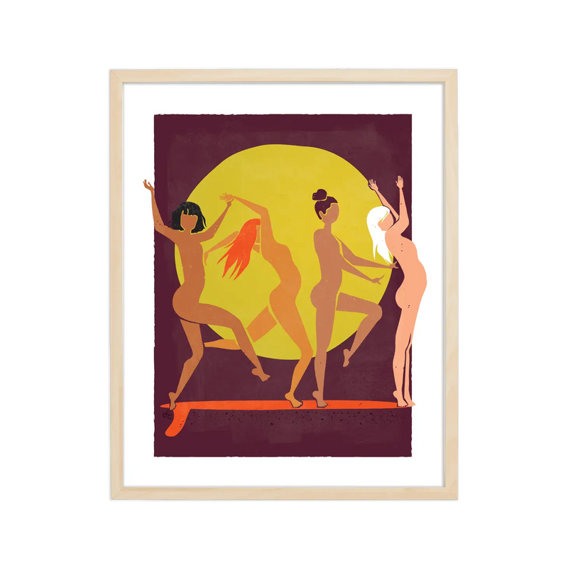 Artistic print showcasing the silhouette of a woman intertwined with flowing ocean waves, epitomizing strength and serenity.
