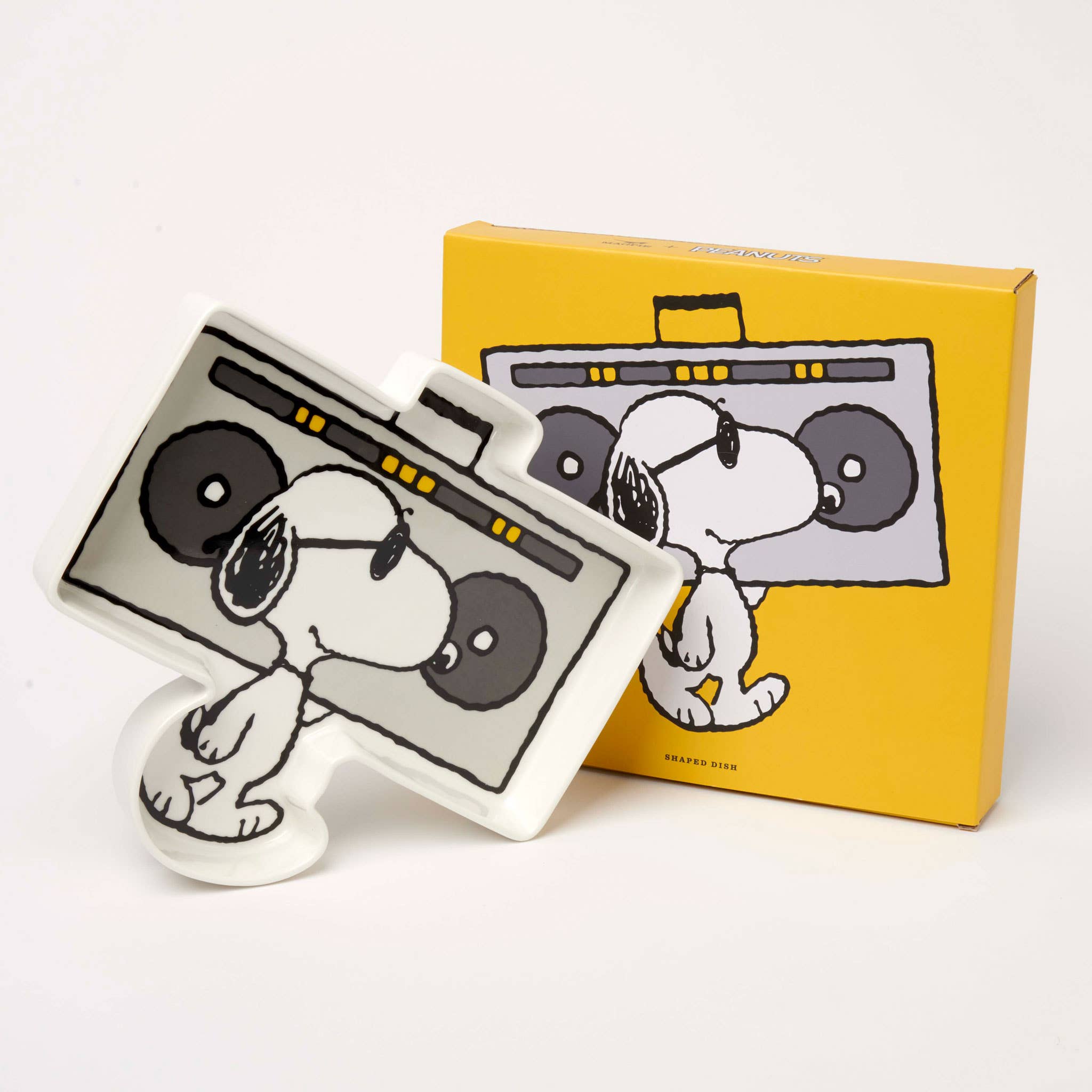 Snoopy pin dish featuring a boombox design, ideal for holding small items.