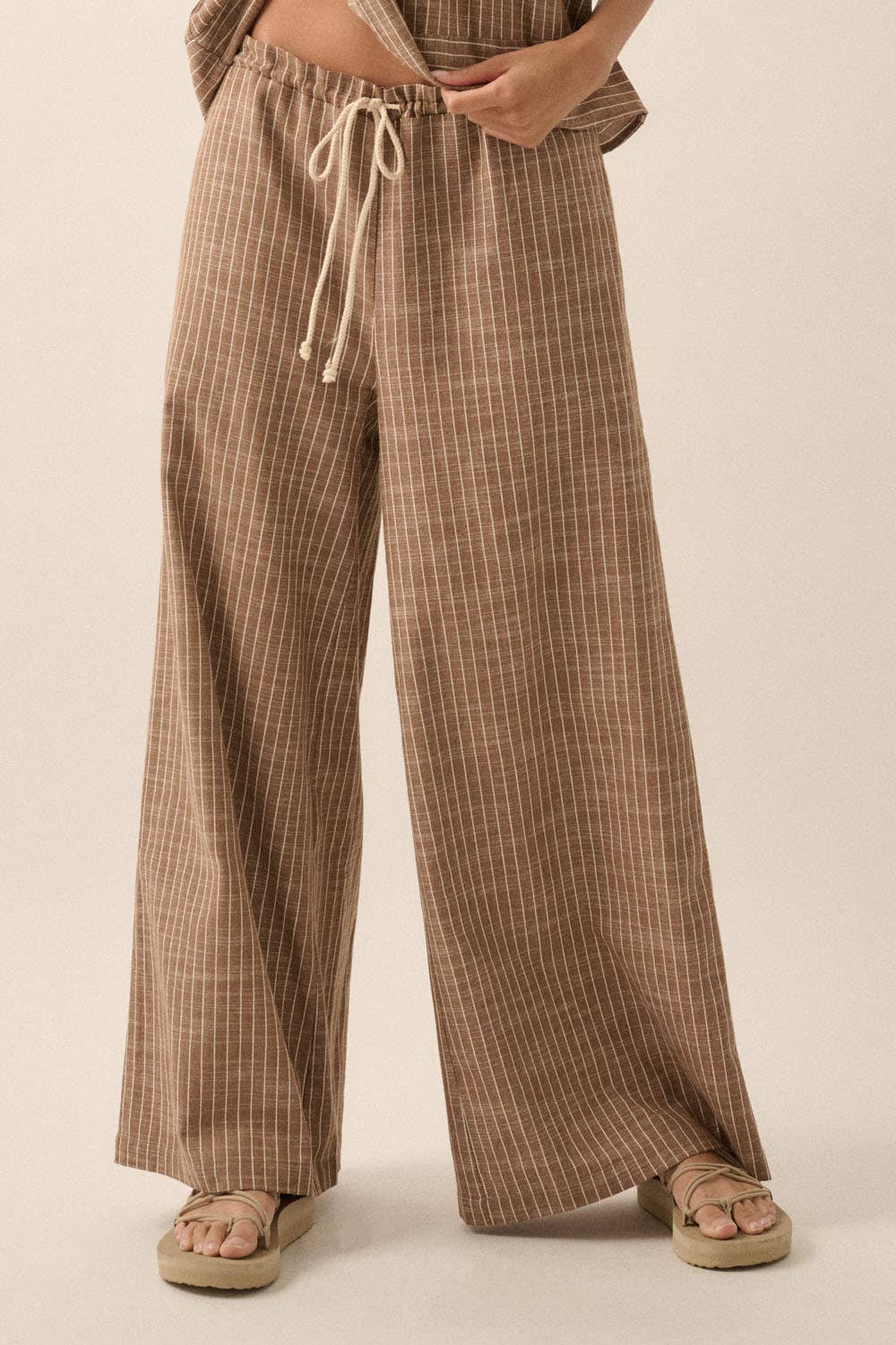 Woven Wide-Leg Drawstring Pants