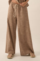Woven Wide-Leg Drawstring Pants