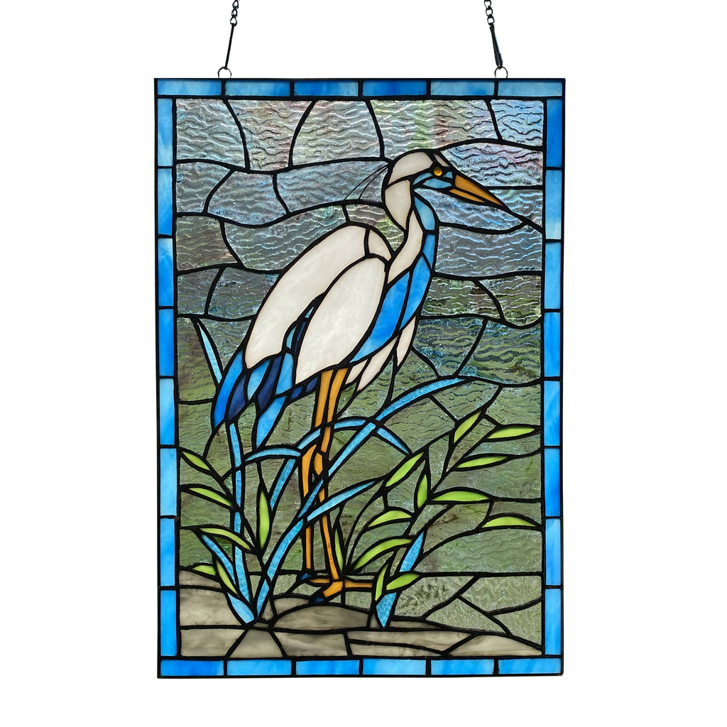 Blue Crane Stained Glass Mosaic - Meticulously handcrafted mosaic featuring the majestic blue crane in vibrant hues.