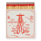 A square matchbox adorned with a lightning bolt design.