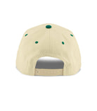 Beige cap with green accents on a white background