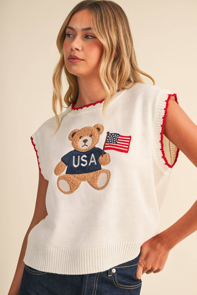 USA Teddy Bear Sweater Vest