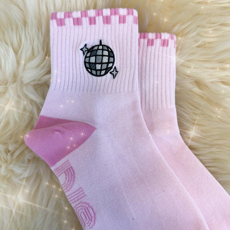 Disco Ball Embroidered Socks