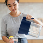 LARQ water pitcher in Monaco Blue with PureVis and Nano Zero technology for advanced filtration.