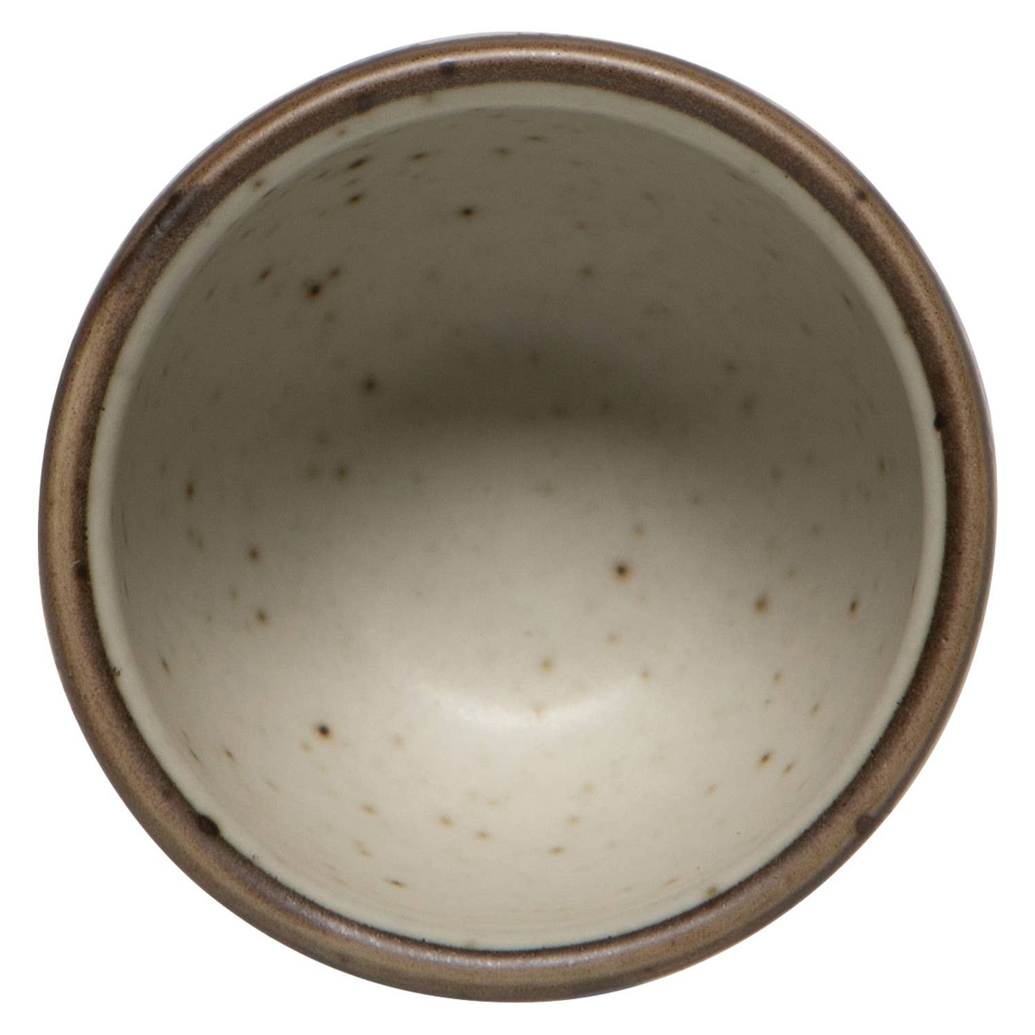 Ceramic bowl with brown rim on a white background