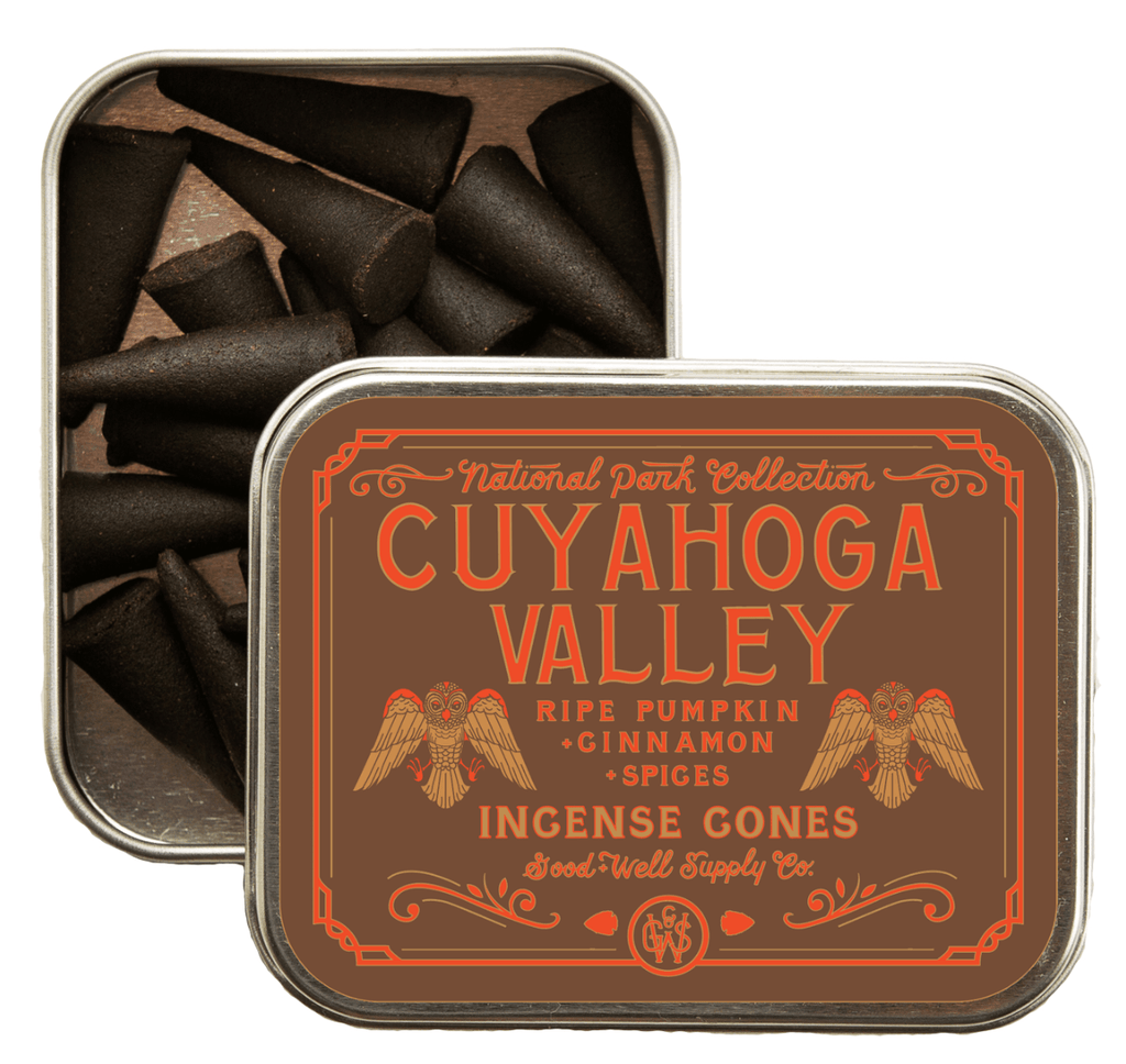 Cuyahoga Valley Incense sticks set against a backdrop of Ohio's lush greenery and flowing rivers, symbolizing its fresh, vibrant fragrance.