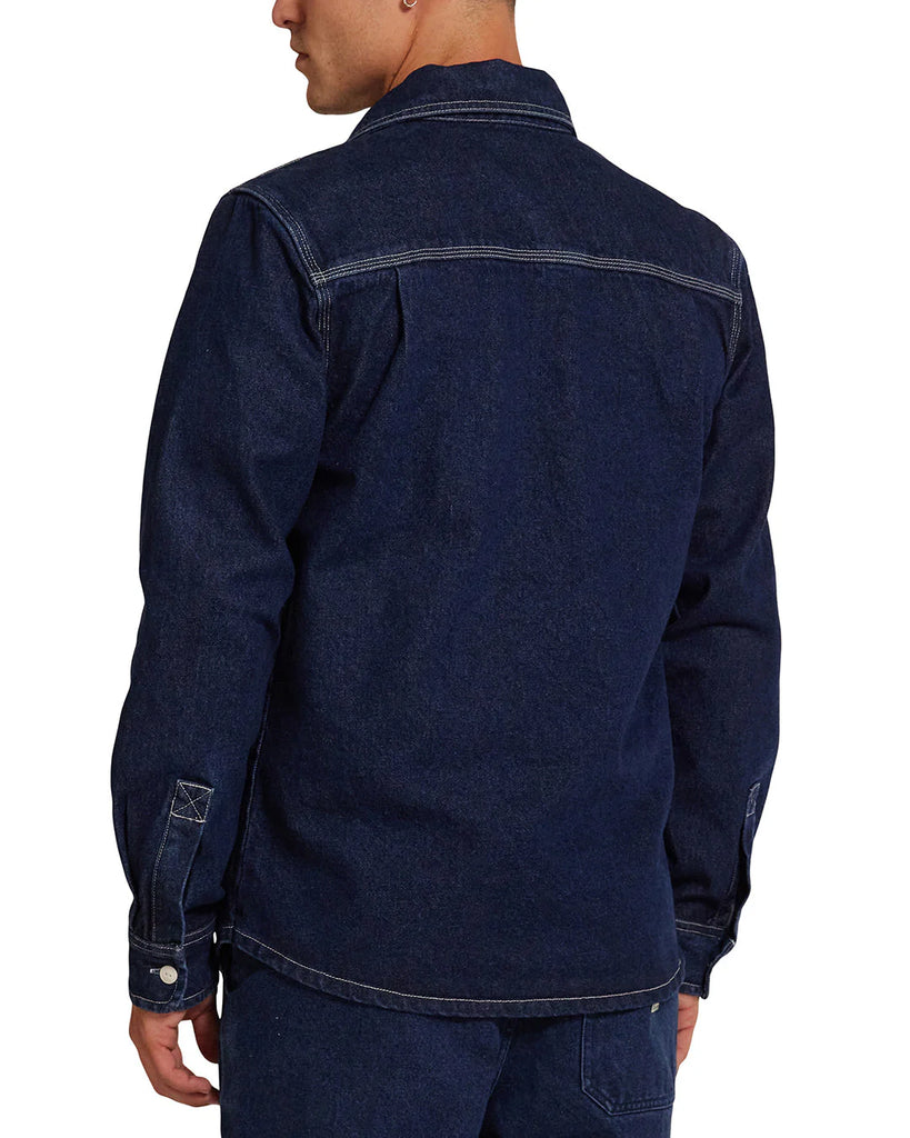 Deus Ex Machina indigo denim shirt with button front and chest pockets