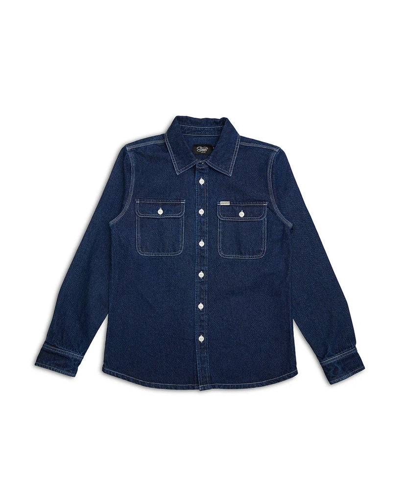 Deus Ex Machina indigo denim shirt with button front and chest pockets