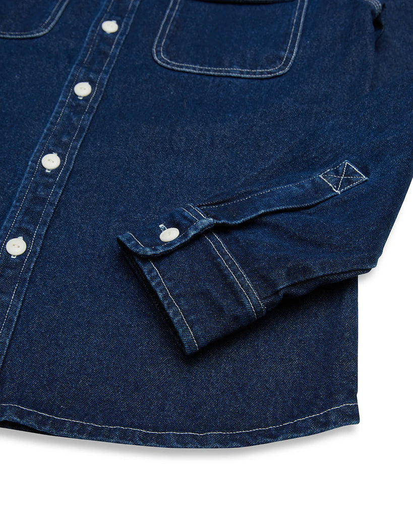 Deus Ex Machina indigo denim shirt with button front and chest pockets