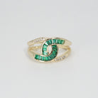 Ocean Ring: Captivating blend of green and shimmering stones, epitome of natural allure.