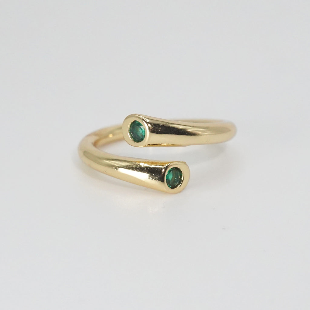 Thalia Ring: Twin mesmerizing green stones, epitome of elegance.