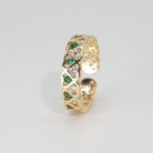 Lagoon Ring: Heart-shaped designs with shimmering stones and vibrant green accents, epitome of romance.
