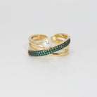 Pearl Ring: Lustrous green stones with a single, exquisite pearl, epitome of timeless elegance.