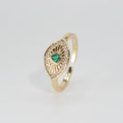 Cliff Ring: Eye-shaped design with a captivating green stone at the center, epitome of mystique.