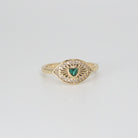Cliff Ring: Eye-shaped design with a captivating green stone at the center, epitome of mystique.