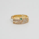 Brooks Ring: Crocodile head design with shiny stones and a captivating green eye stone, epitome of untamed sophistication.