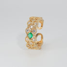 Jasmine Ring: Shimmering stones encircling a captivating green centerpiece, epitome of elegance.