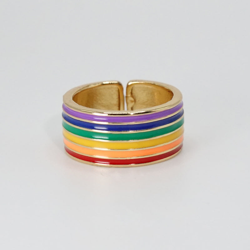 Tustin Ring: Bold and vibrant rainbow design, a playful yet sophisticated accessory.