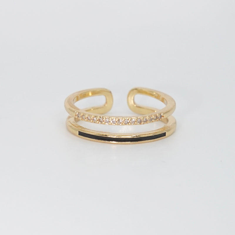 Hutton Ring - Modern accessory with two elegant lines, one in striking black.