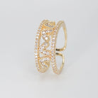 Walden Ring - Romantic hearts between two lines adorned with sparkling stones.