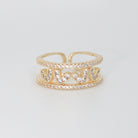 Walden Ring - Romantic hearts between two lines adorned with sparkling stones.