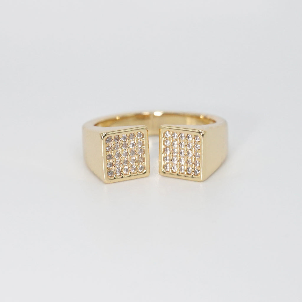 Mullholland Ring - Exquisite design with two intersecting squares adorned with dazzling stones.